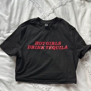 Shein ~ Black Crop Top with Red Text